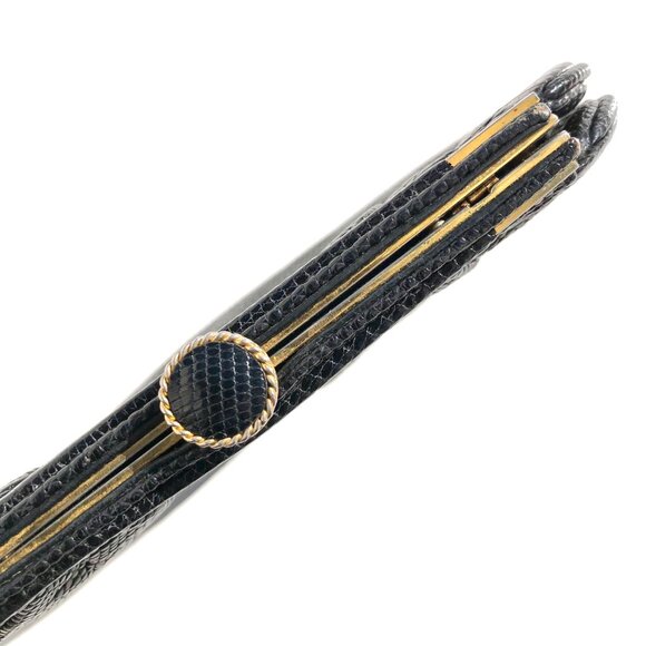 Parri Firenze clutch evening bag black snake embossed crossbody bag vintage prom
